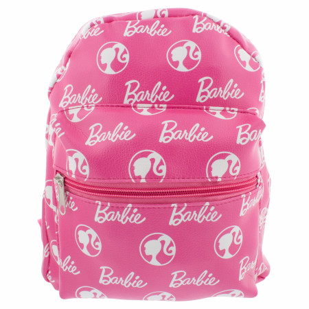 Barbie 10" Pink Synthetic Leather All Over Print Backpack